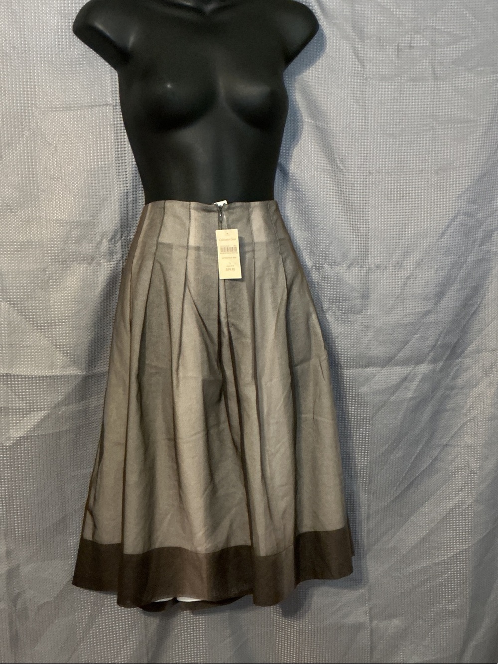 Coldwater Creek Taupe Skirt with Dark Brown Hem